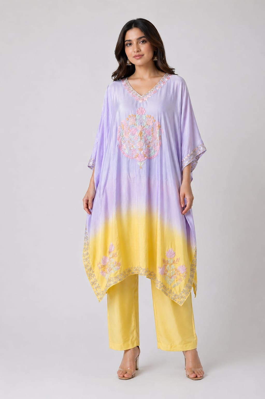 Lemon Lavender Drift Kaftan Set