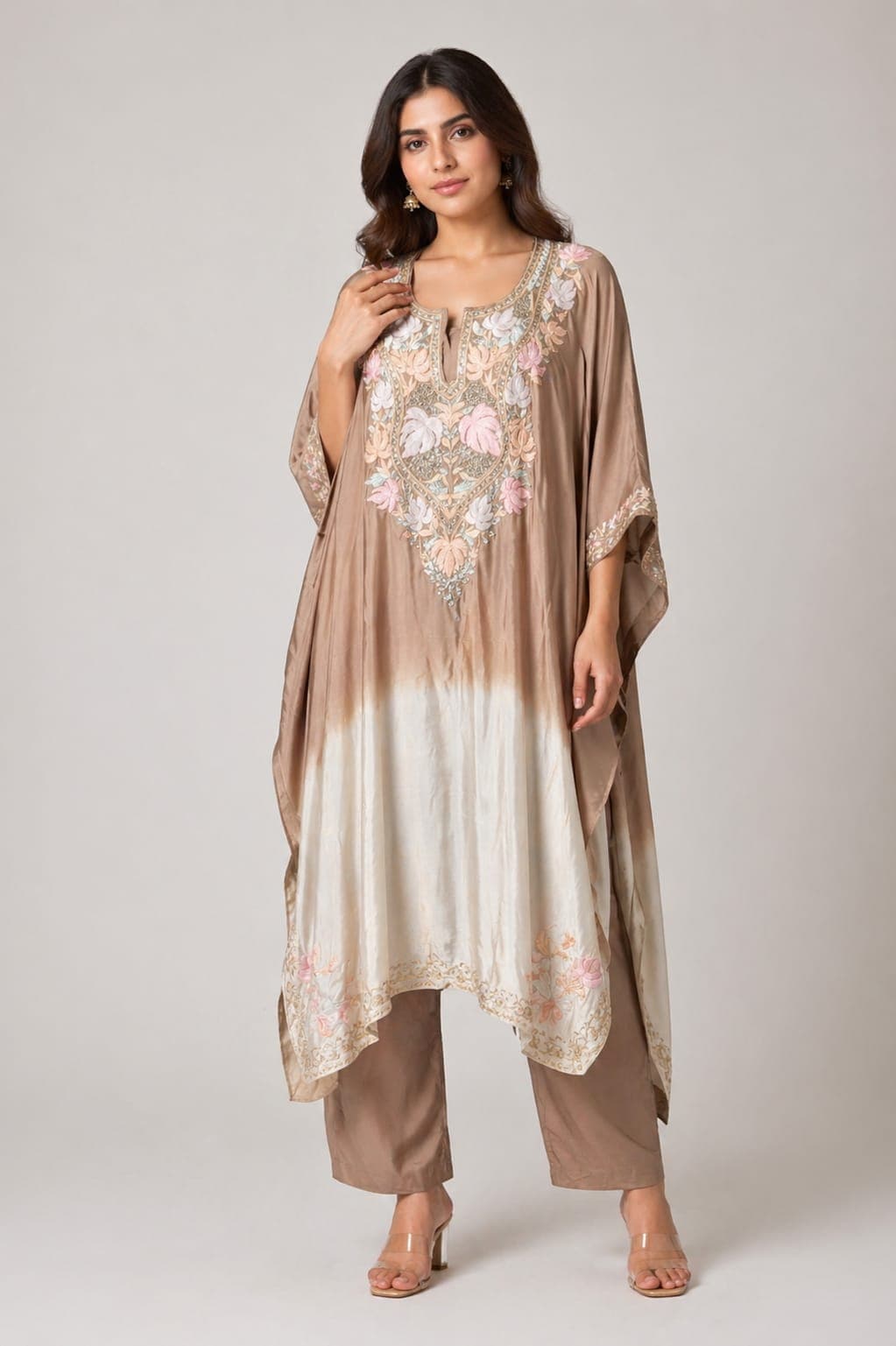 Ivory Truffle Kaftan Set